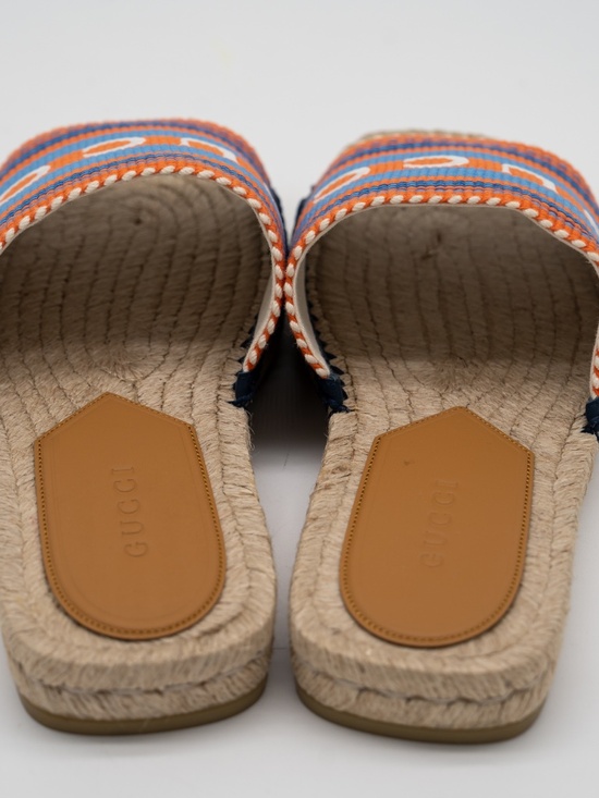 Gucci Mens Striped Sandals Espadrilles Open Toe Blue Orange size 6G 6.5 US